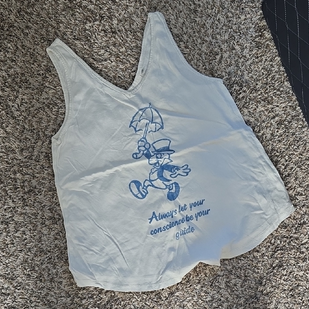 Junk Food Clothing White Tank Top with Blue Graphic